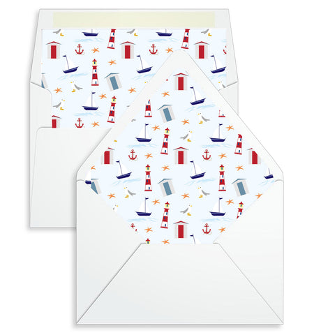 Envelope Liner - 10 Envelope Sizes, Nautical Design - EL09