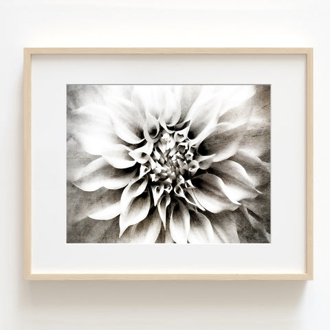 Monochrome Tone Textured Flower Print - FL11