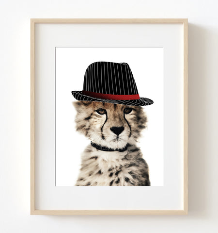 Baby Leopard with Hat Nursery Print - NA1006B