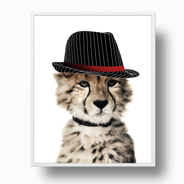 Baby Leopard with Hat Nursery Print - NA1006B