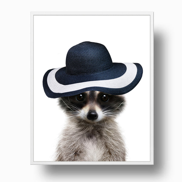 Baby Raccoon with Blue Hat Nursery Print - NA1007B