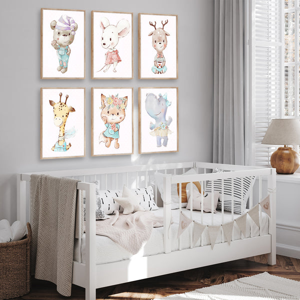 Adorable Baby Animals Nursery Set of 6 Printable Art - NLGSet04