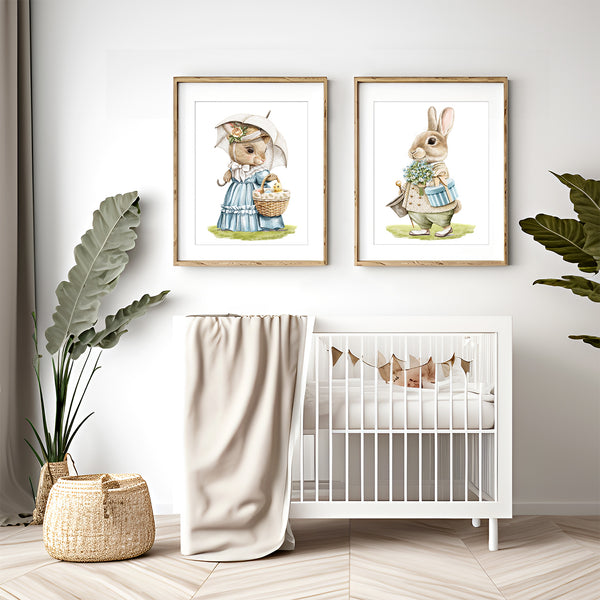 Rabbit Family Springtime Nursery Print Set - NLGSet07