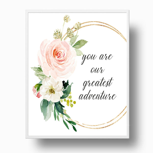You are our greatest adventure Pink Cream Floral Nursery Print - NQ1056Q
