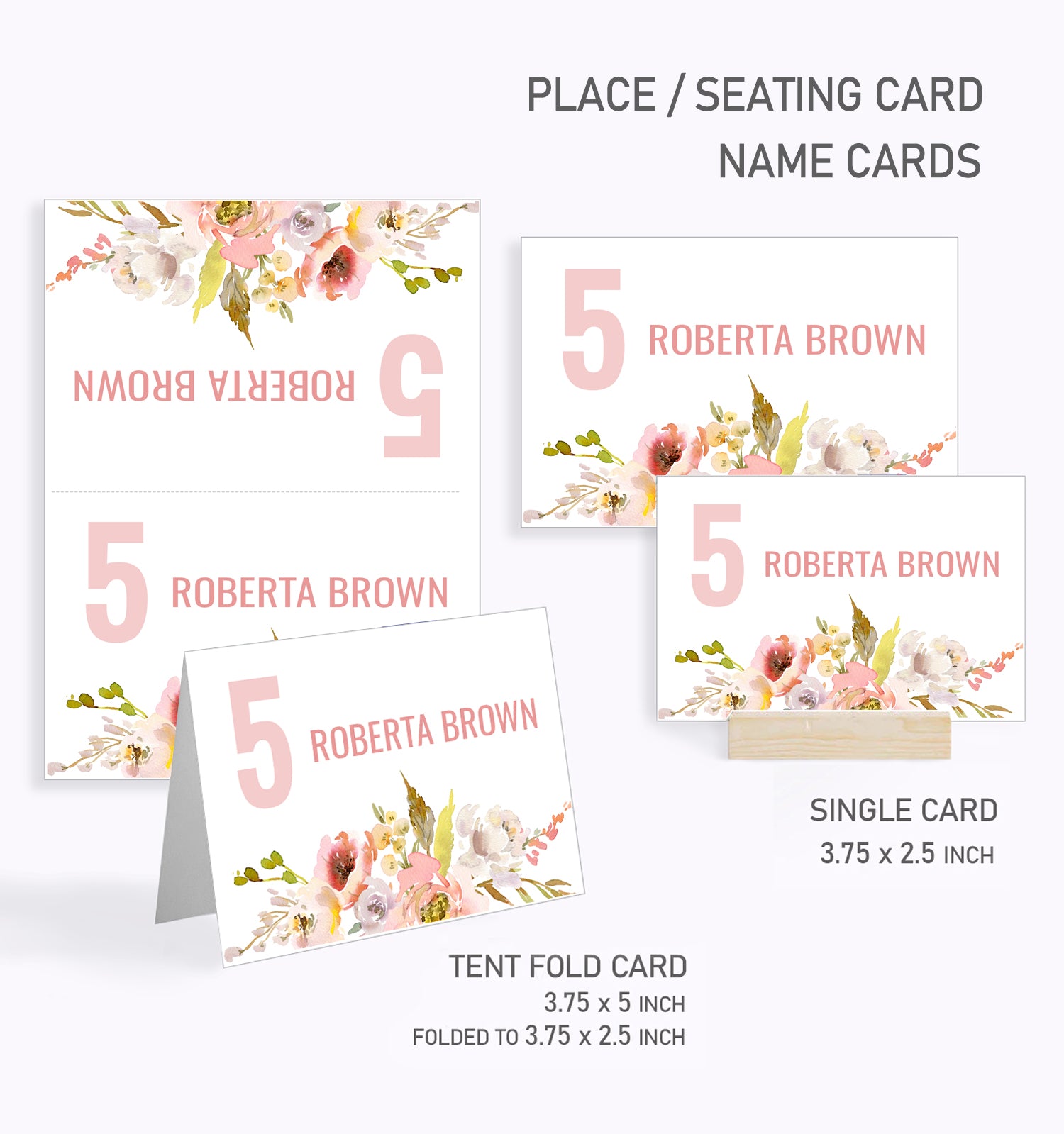 Baby Shower Place / Seating Card Template, Autumn Flower Design - BABY05