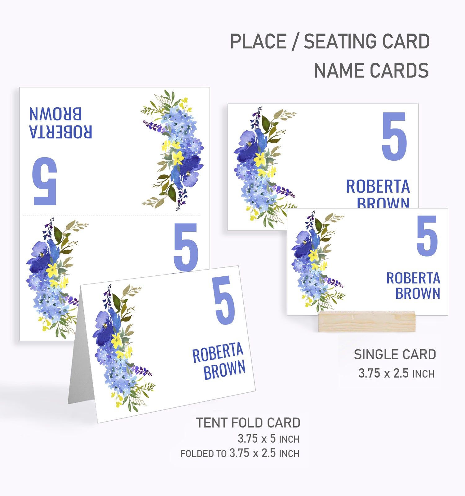 Baby Shower Place / Seating Card Template, Blue Meadow Design - BABY10