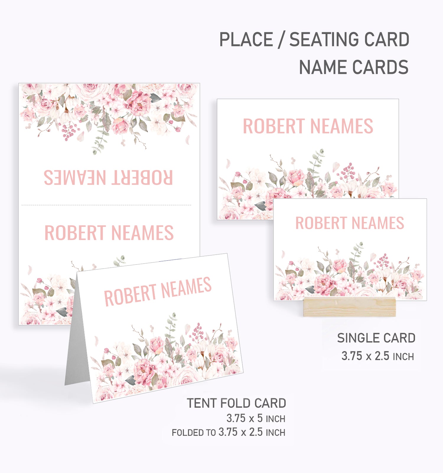 Baby Shower Place / Seating Card Template, Pretty Rose Design - BABY13