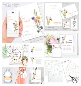 Baby Shower Party Collection Bundle 30 Templates, Herbarium Design - BABY14