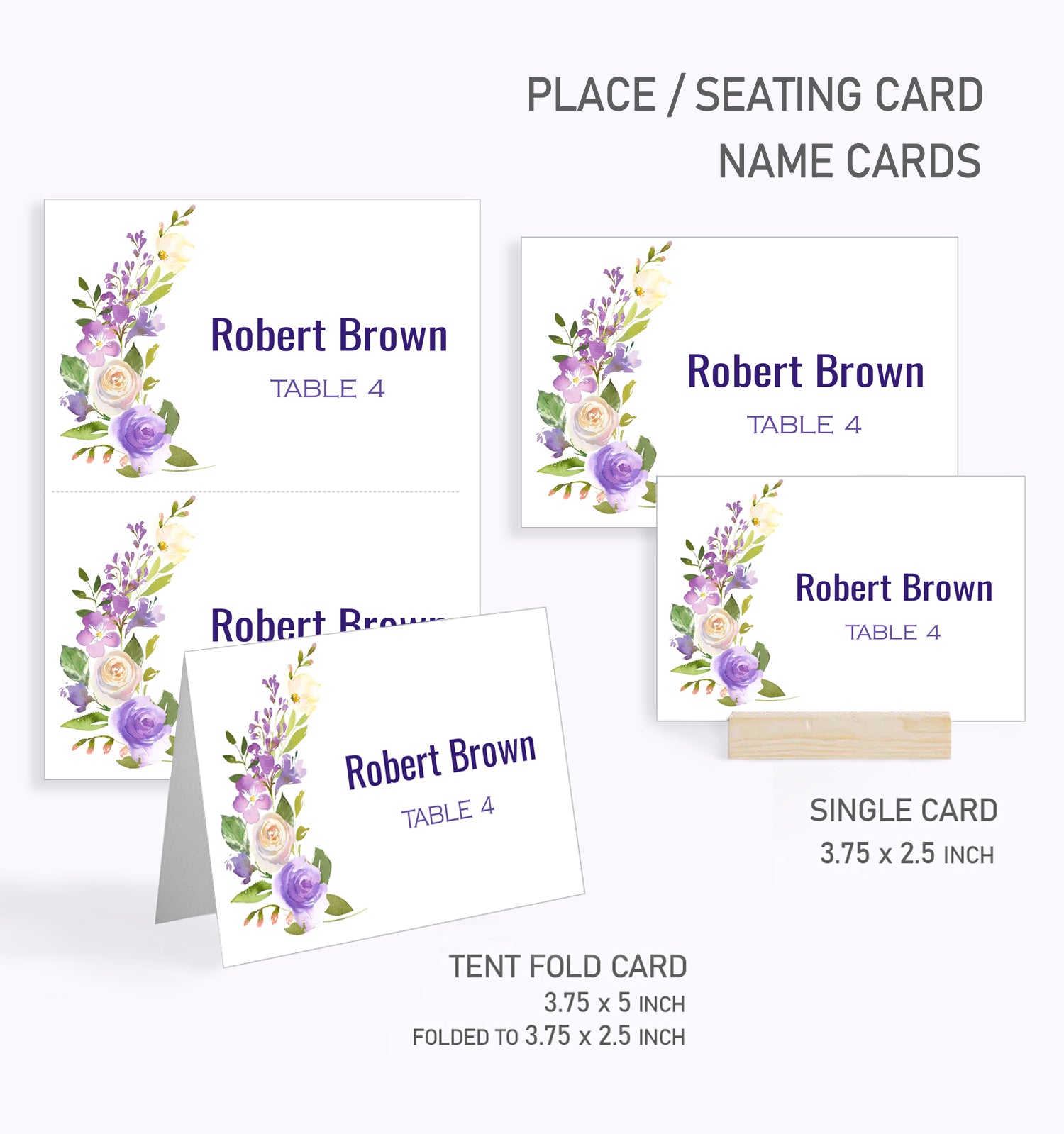 Baptism Place / Seating Card Template, Lavender Crème Design - BAPT7
