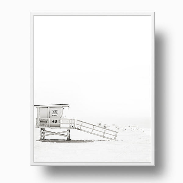 Black and White Lifeguard Tower - Coastal Wall Art Print, C15