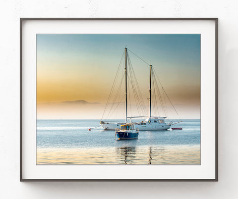 Sailboats at Sunrise - Coastal Wall Art Print, C21