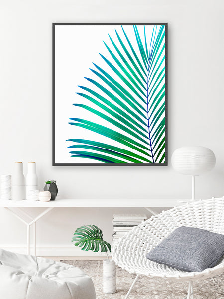 Turquoise Green Palm Leaf - Botanical Wall Art, BA22