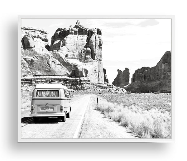 Adventure in Utah VW Bus - Urban Travel Wall Art, UT01