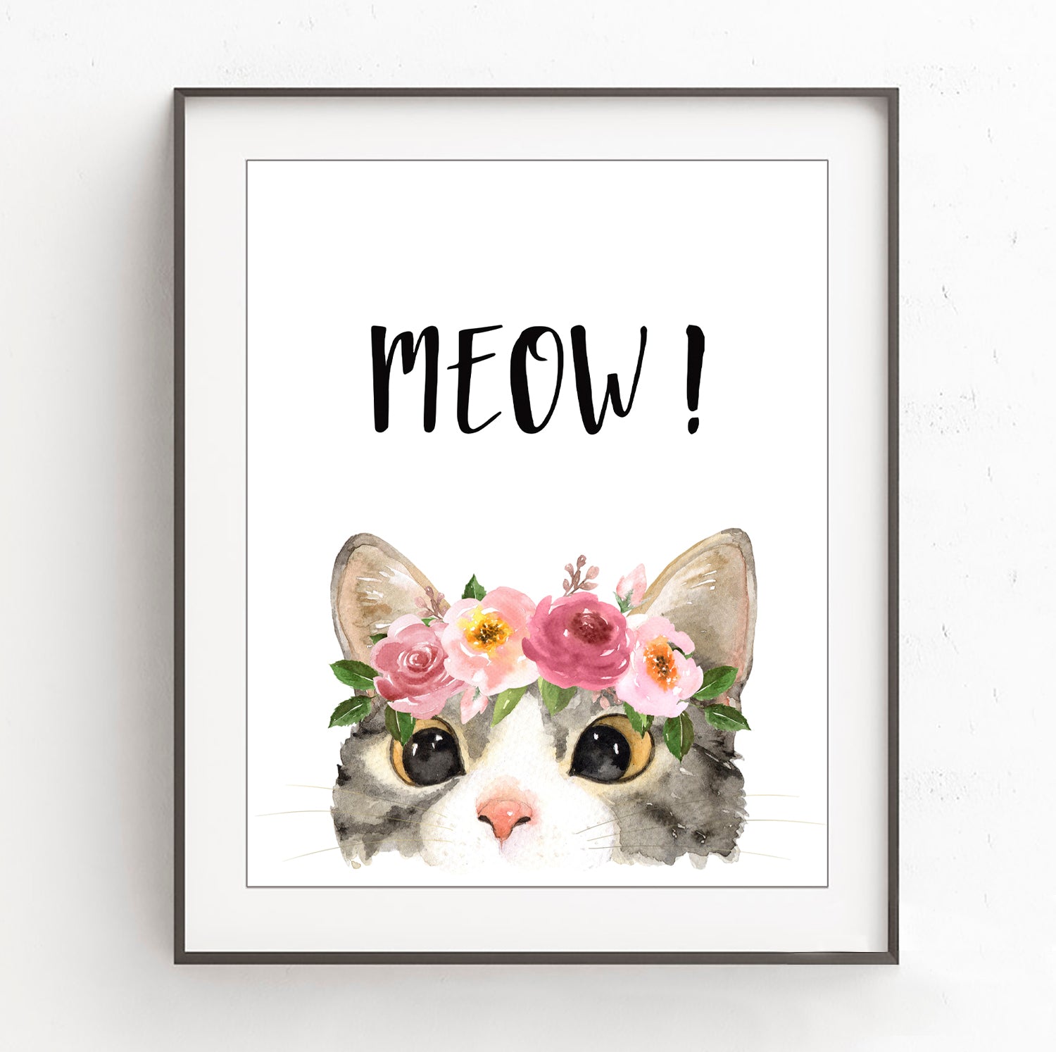Kitten 'MEOW' Cat Lover - Nursery Print, NW48