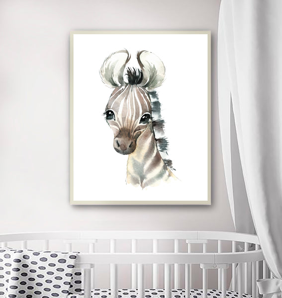 Baby Zebra, Safari Animal - Nursery Print, NS10