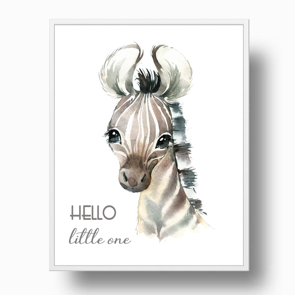 Baby Zebra 'Hello Little One' Nursery Print, NS09