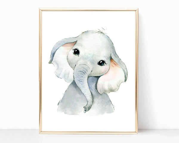 Cute Baby Elephant, Safari Animal - Nursery Print, NS03