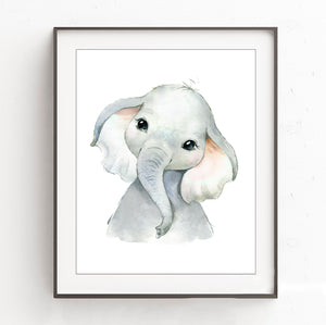 Cute Baby Elephant, Safari Animal - Nursery Print, NS03