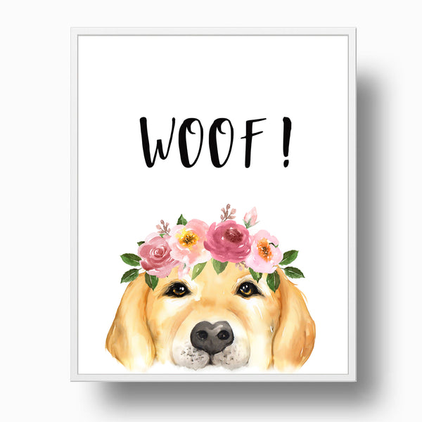 'WOOF' Dog Lover Woodland Nursery Print, NW49