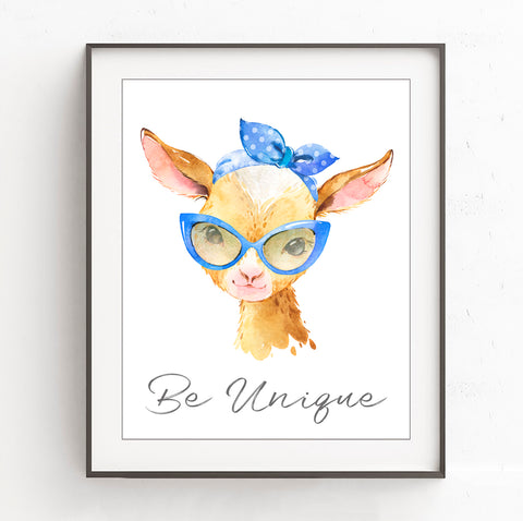 Encouraging Baby Goat with funny Outfit - Nursery Print, NW03