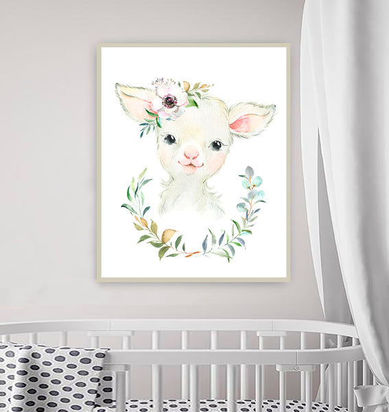 Woodland Nursery Little Lamb with Floral Print, NW47