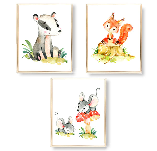 Woodland Animal Friends - Nursery Print Set, NW10