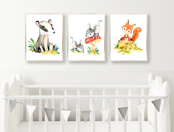 Woodland Animal Friends - Nursery Print Set, NW10