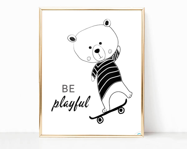 Encouraging Words with Animals Black and White - Nursery Print Set, NT09