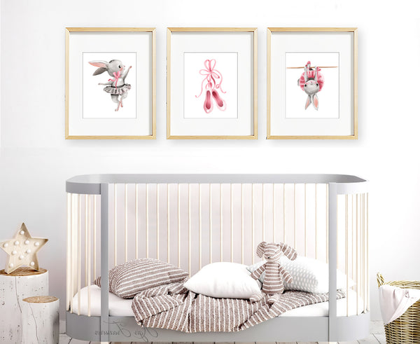 Bunny Ballerina Nursery Print Set