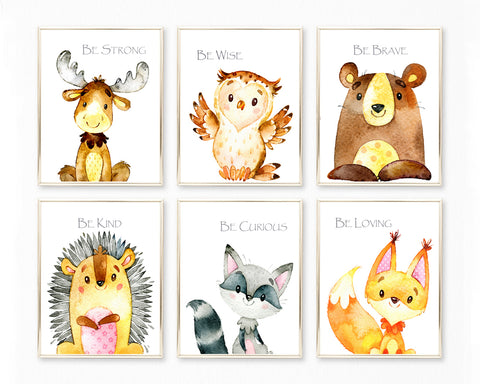 Encouraging Words with Woodland Baby Animals - Nursery Print Set, NW06