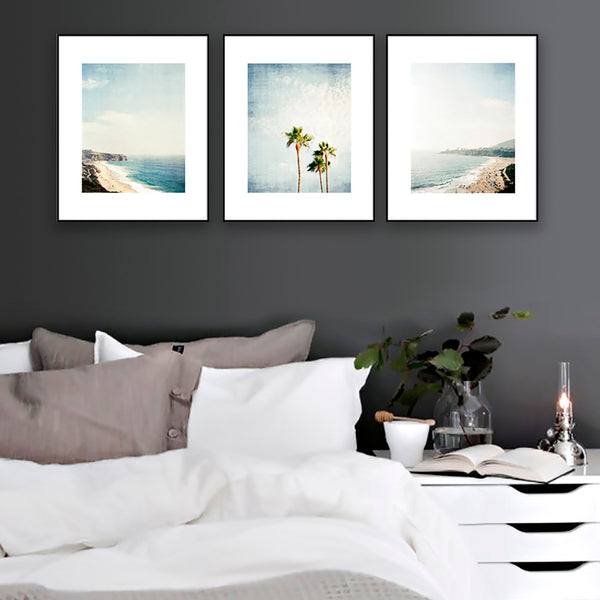 Palm Tree Trio Coastal Textured Print - Coast07