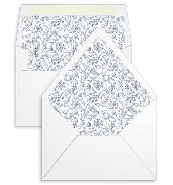 Envelope Liner - 10 Envelope Sizes, Blue Leaves Design - EL03