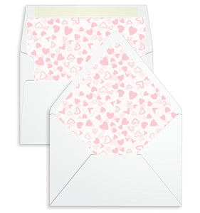 Envelope Liner - 10 Envelope Sizes, Pink Hearts Design - EL07