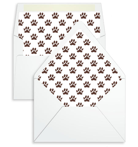 Envelope Liner - 10 Envelope Sizes, Dog Paw Design - EL08