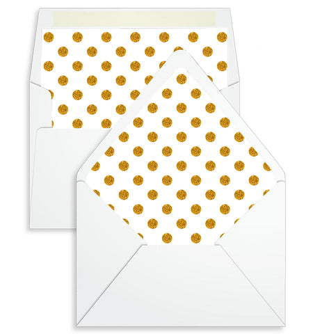 Envelope Liner - 10 Envelope Sizes, Gold Dots Design - EL10
