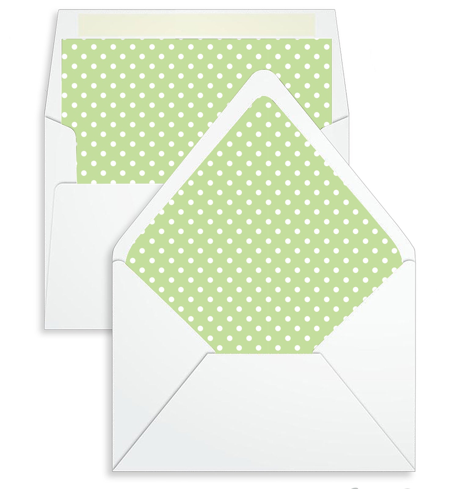 Envelope Liner - 10 Envelope Sizes, Green Polka Dot Design - EL13