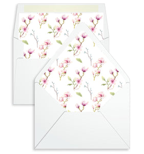 Envelope Liner - 10 Envelope Sizes, Magnolia Flower Design - EL14