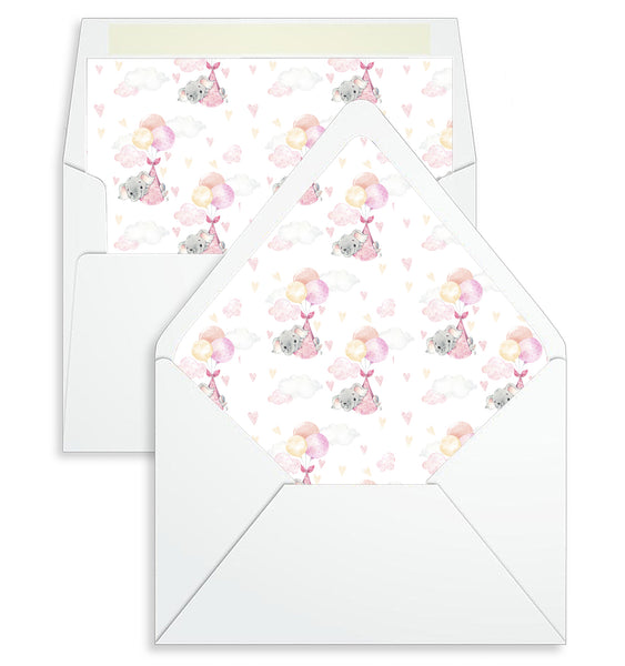 Envelope Liner - 10 Envelope Sizes, Pink Baby Girl Design - EL16