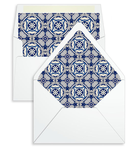 Envelope Liner - 10 Envelope Sizes, Blue White Moroccan Design - EL23