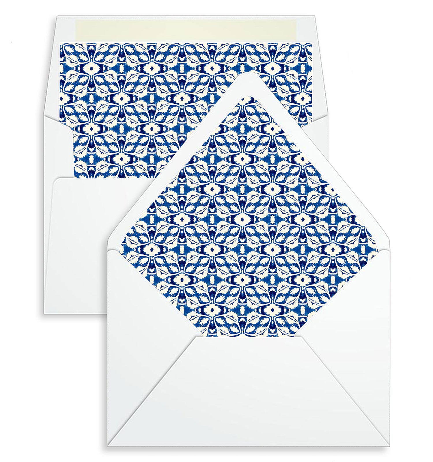 Envelope Liner - 10 Envelope Sizes, Dark Blue White Moroccan Design - EL24