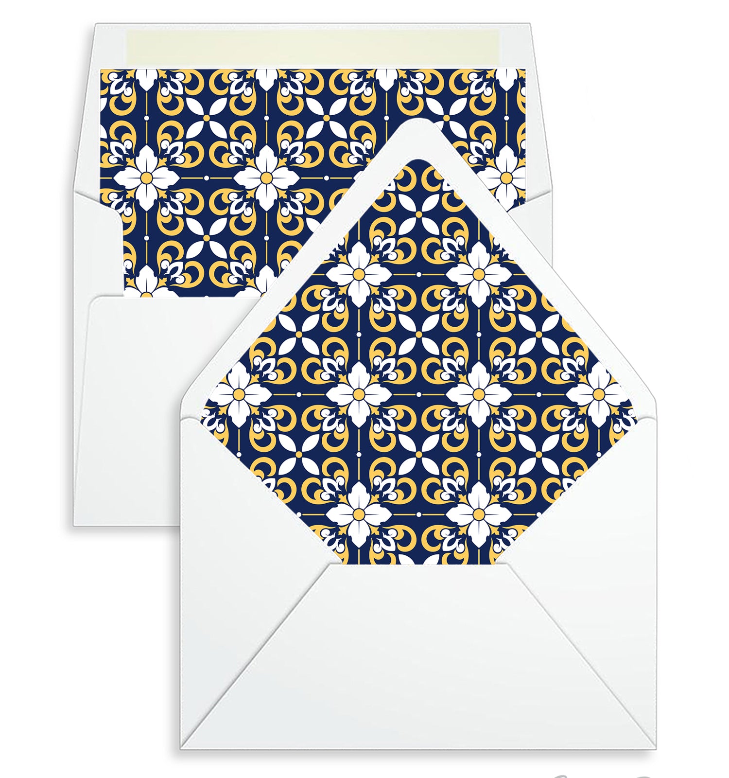 Envelope Liner - 10 Envelope Sizes, Blue Yellow Moroccan Design - EL25