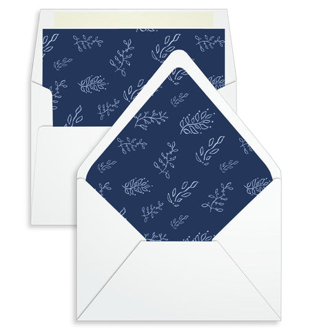 Envelope Liner - 10 Envelope Sizes, Blue White Leaves Design - EL27