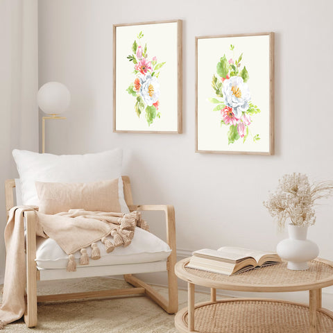 Soft Pastel Flower Bouquet Set Nursery Print - FLPSet02