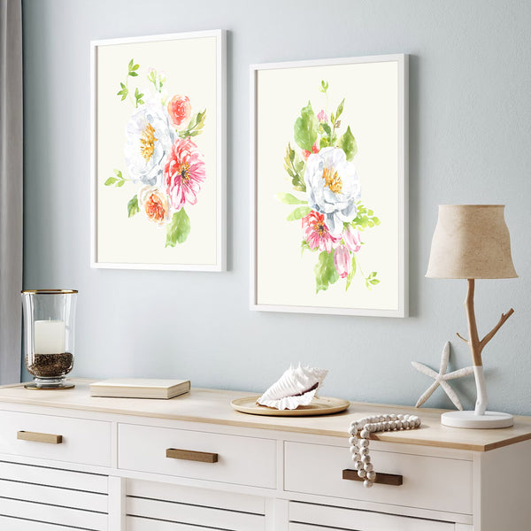 Soft Pastel Flower Bouquet Set Nursery Print - FLPSet02