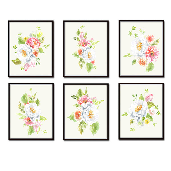 Soft Pastel Flower Bouquet Set Nursery Print - FLPSet02