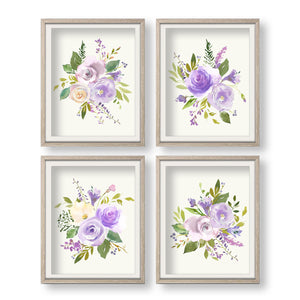 Purple Creme Rose Bouquet Set Nursery Print - FLPSet06