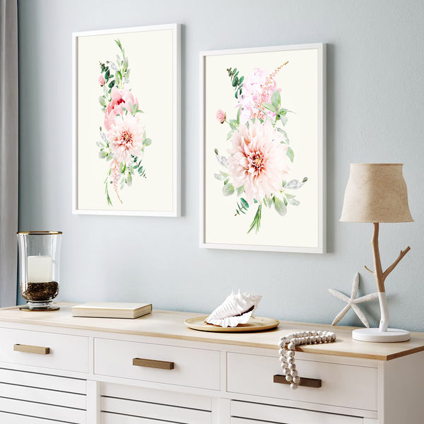 Pink Pastel Flower Bouquet Set Nursery Print - FLPSet07