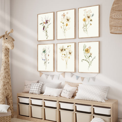 Wild Flower Bouquet Set Nursery Print - FLPSet08