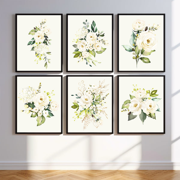 Creme Roses Bouquet Set Nursery Print - FLPSet10