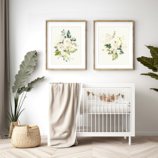 Creme Roses Bouquet Set Nursery Print - FLPSet10